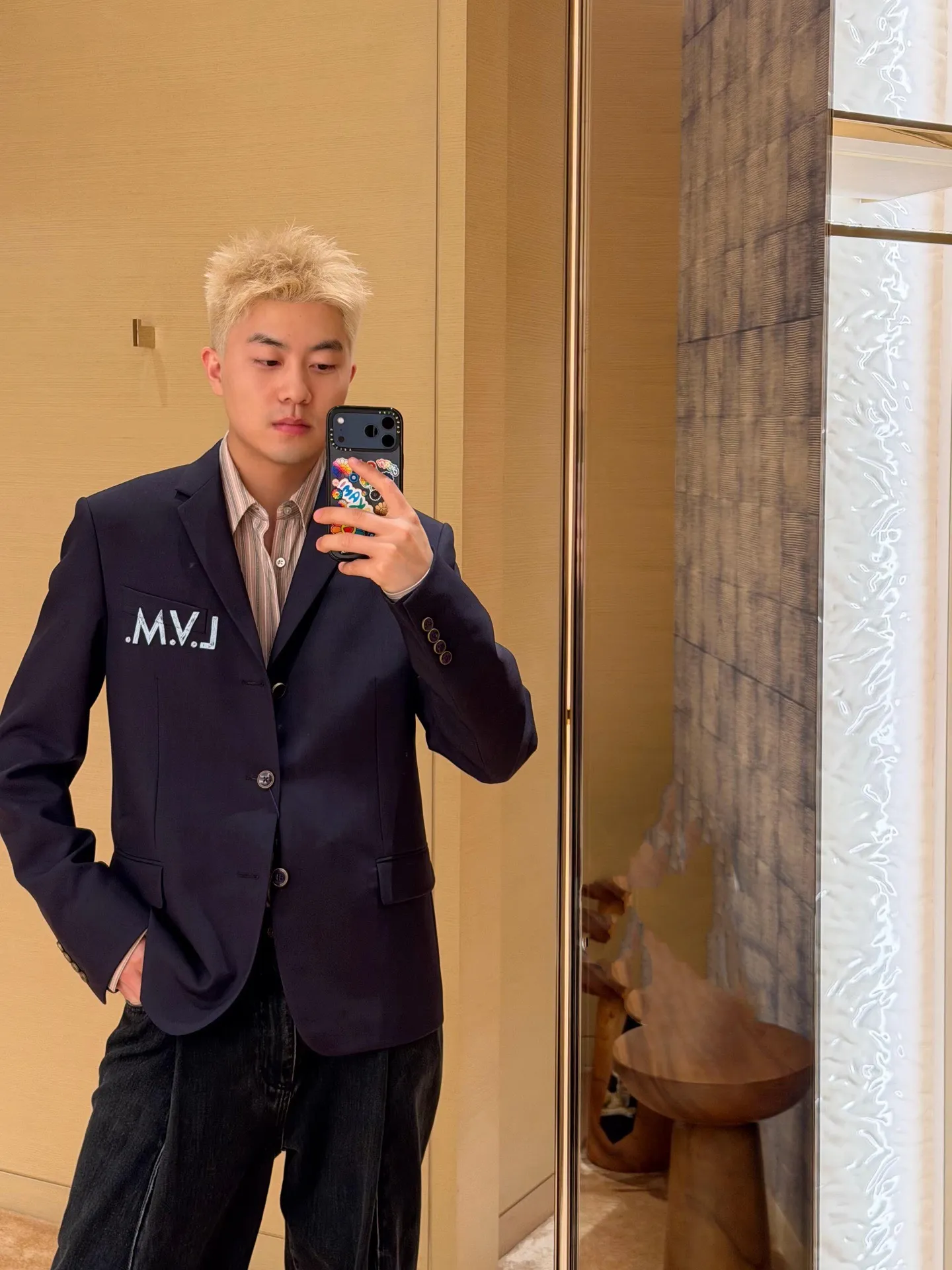 Louis Vuitton Pocket Embroidered Single Breasted Suit Jacket